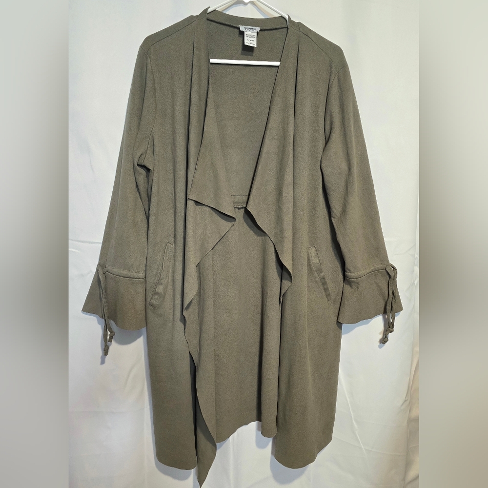 Monroe & Main Gray Trench Coat with Waterfall Lapel